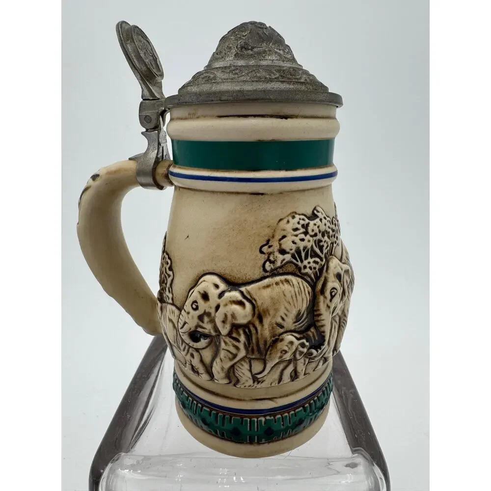 Vintage Avon Small Beer Stein Endangered Species: The Asian Elephant 1990 Brazil